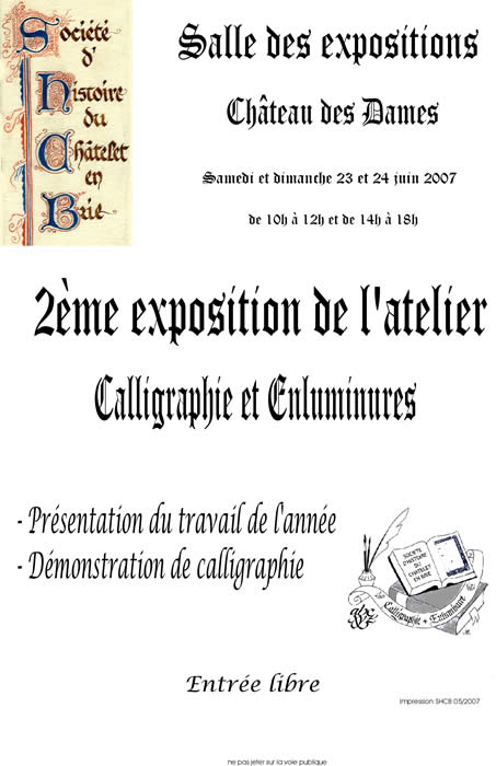 affiche 2ème exposition de l'atelier de calligraphie et enluminures